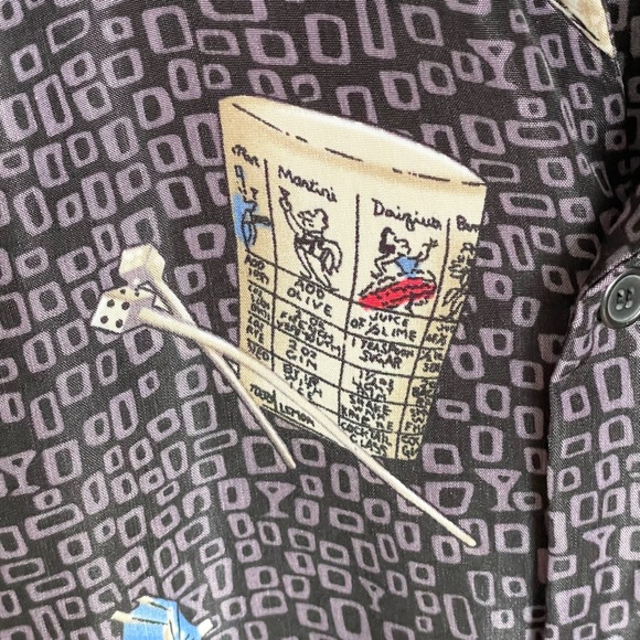 Ferugini Hawaiian Tiki Cocktail Graphic Casual Button Down Shirt Men’s size XL - Picture 7 of 9